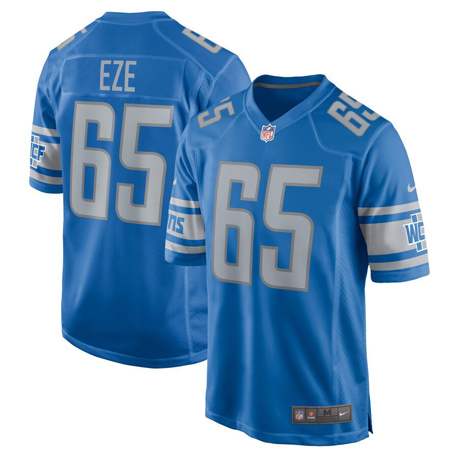Men Detroit Lions #65 Obinna Eze Nike Blue Player Game NFL Jersey